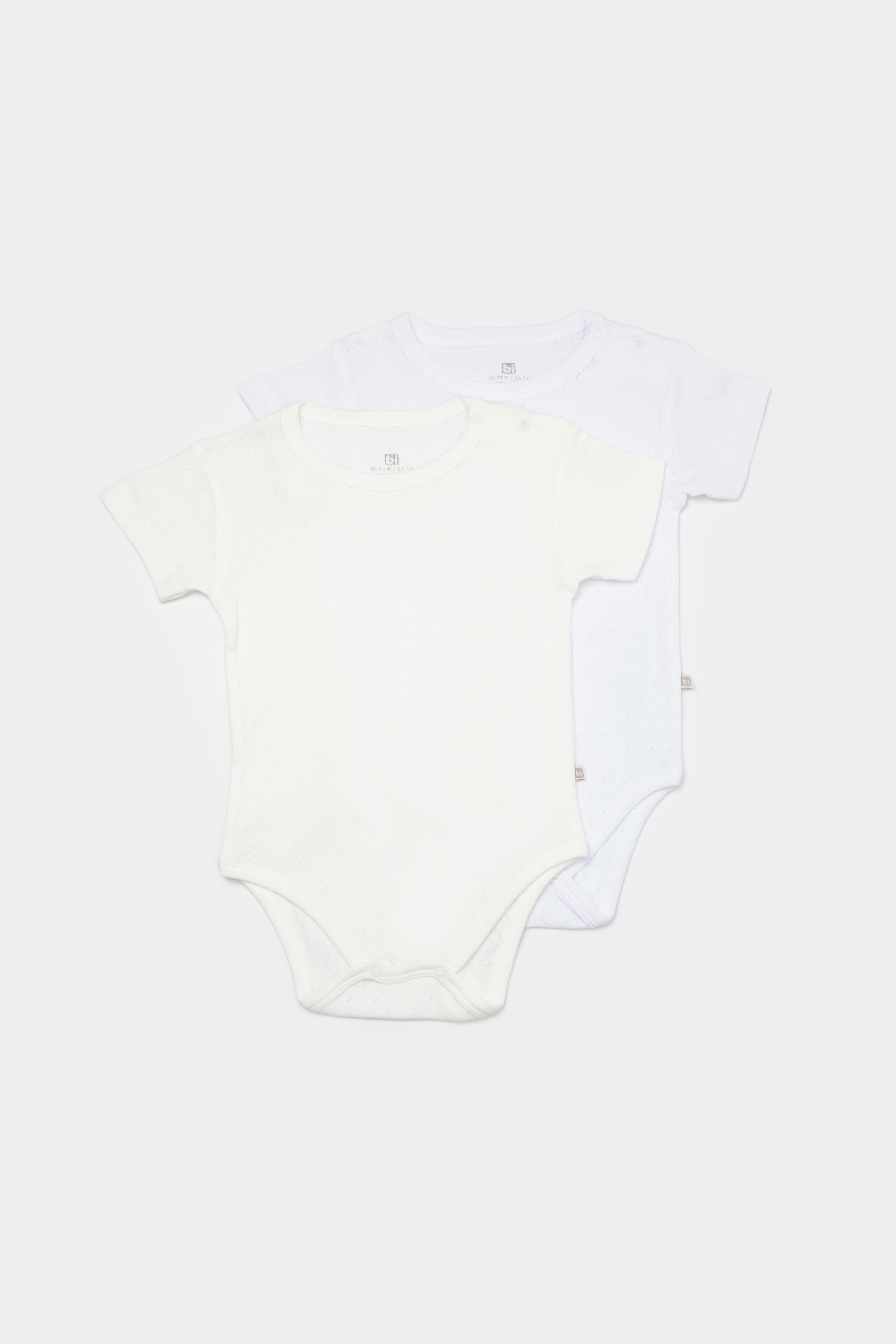 BİBABY JAKARLI 2Lİ YARIM KOL BODY BEYAZ EKRU SET