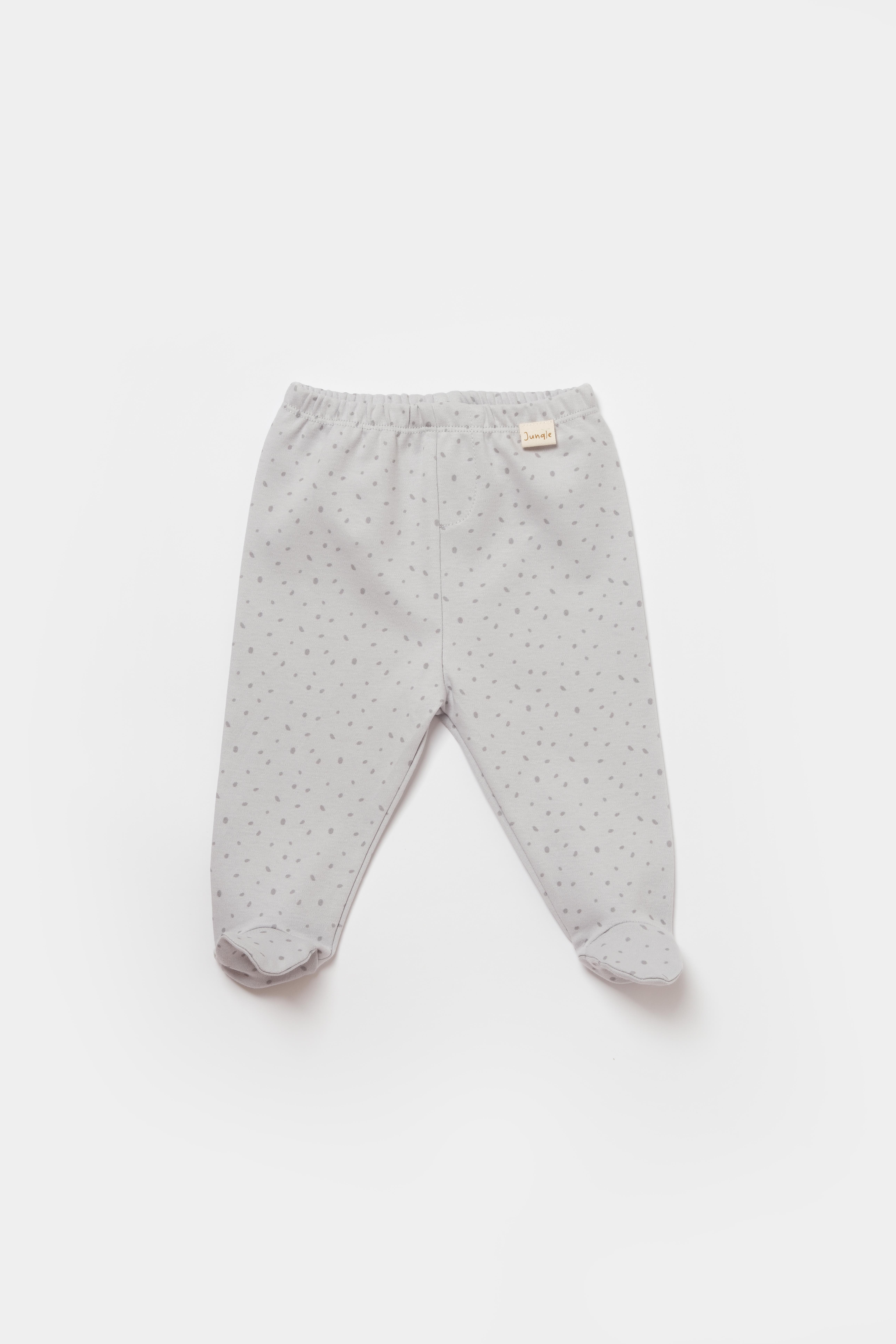 BİORGANİC KOALA JUNGLE TROUSERS WITH FEET GRAY SET