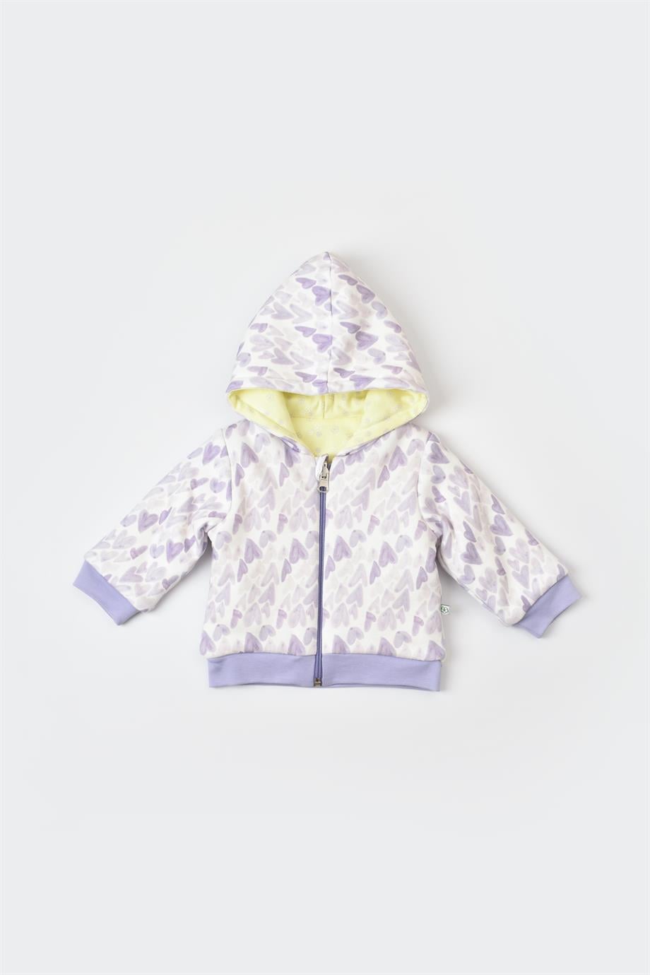 BİORGANİC LOVE YOU BABY ELYAFLI HIRKA YELLOW LAVENDER SET