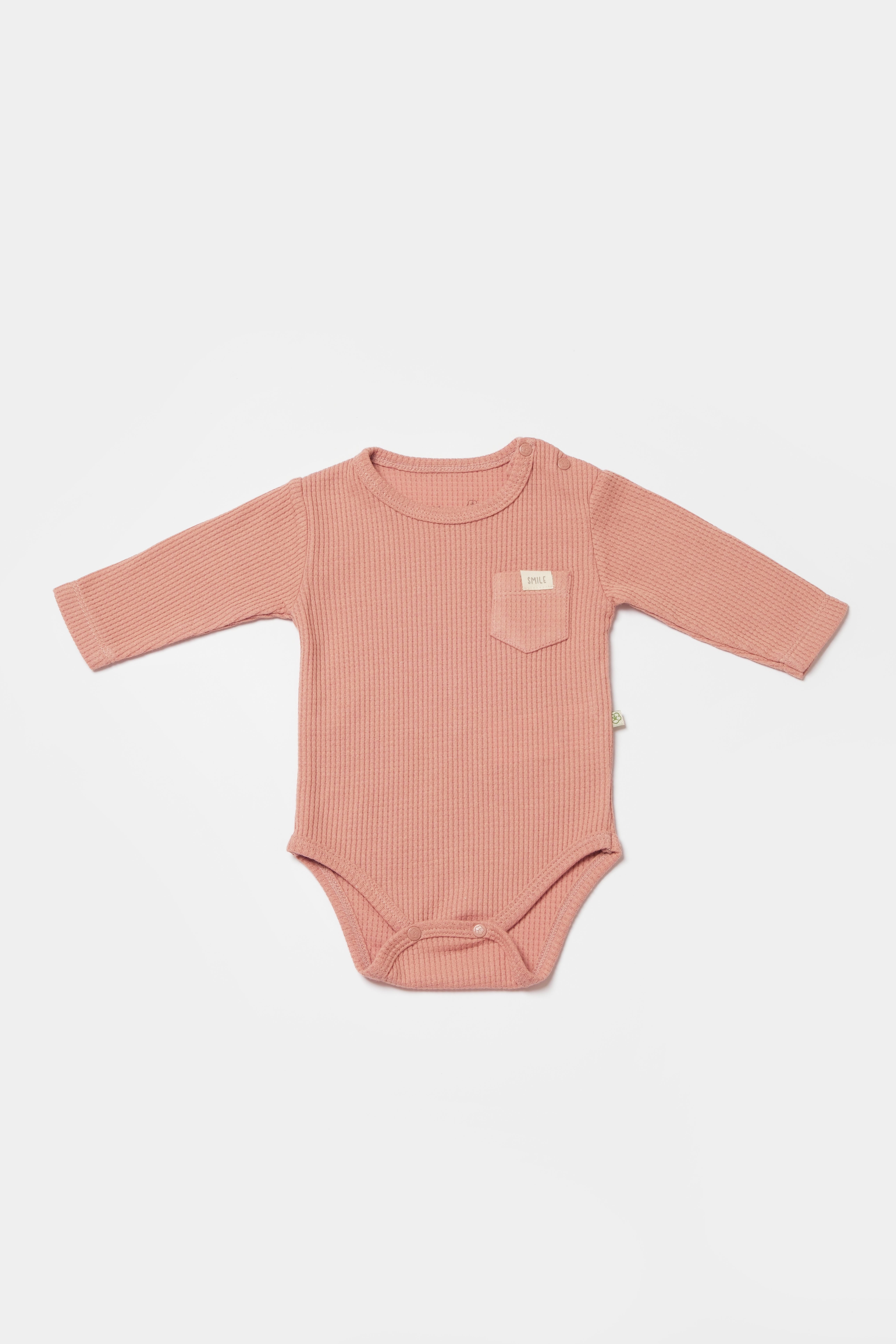 BİORGANİC WAFFLE SMILE BODY LONG SLEEVE RED BROWN SET