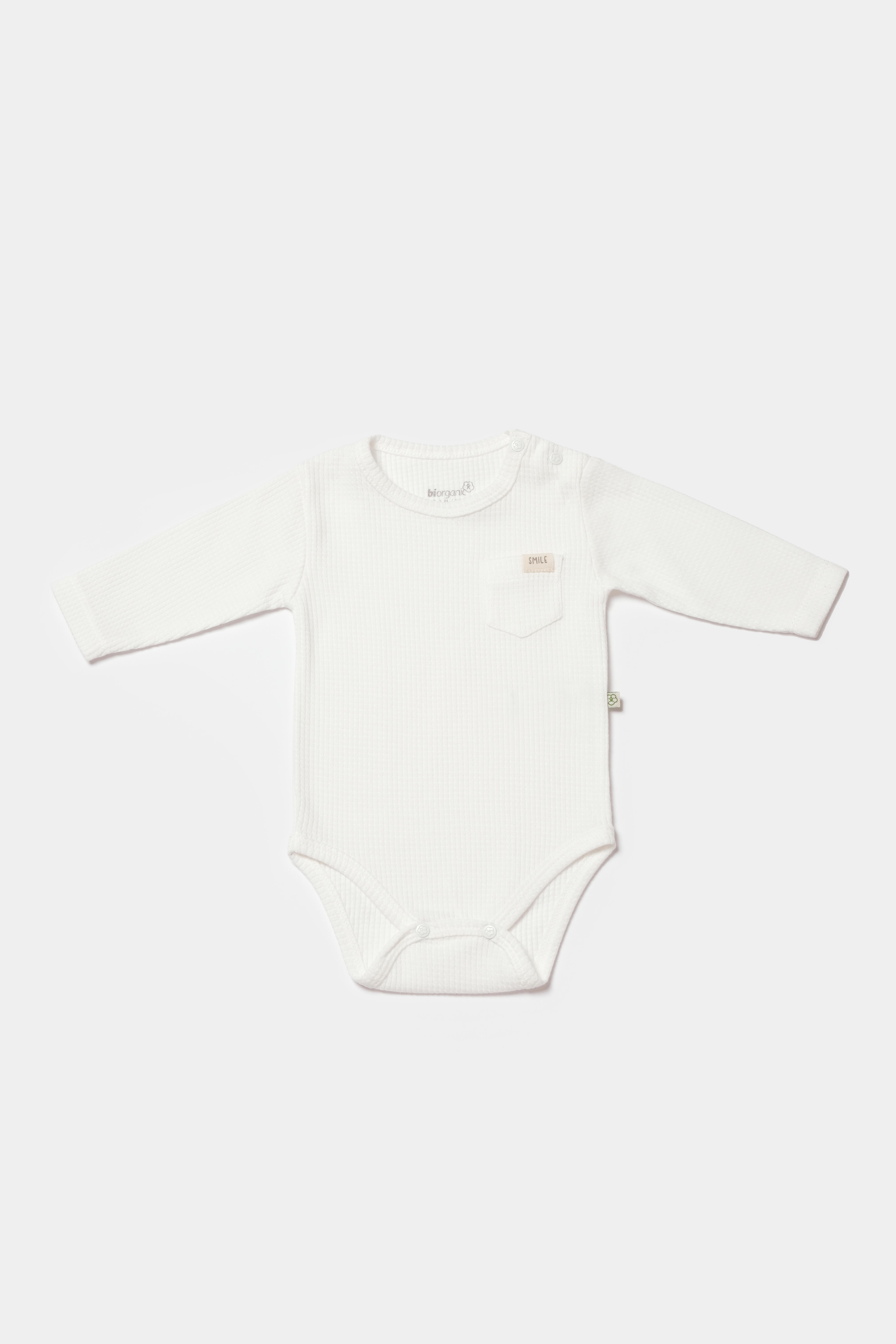 BİORGANİC WAFFLE SMILE BODY LONG SLEEVE ECRU SET