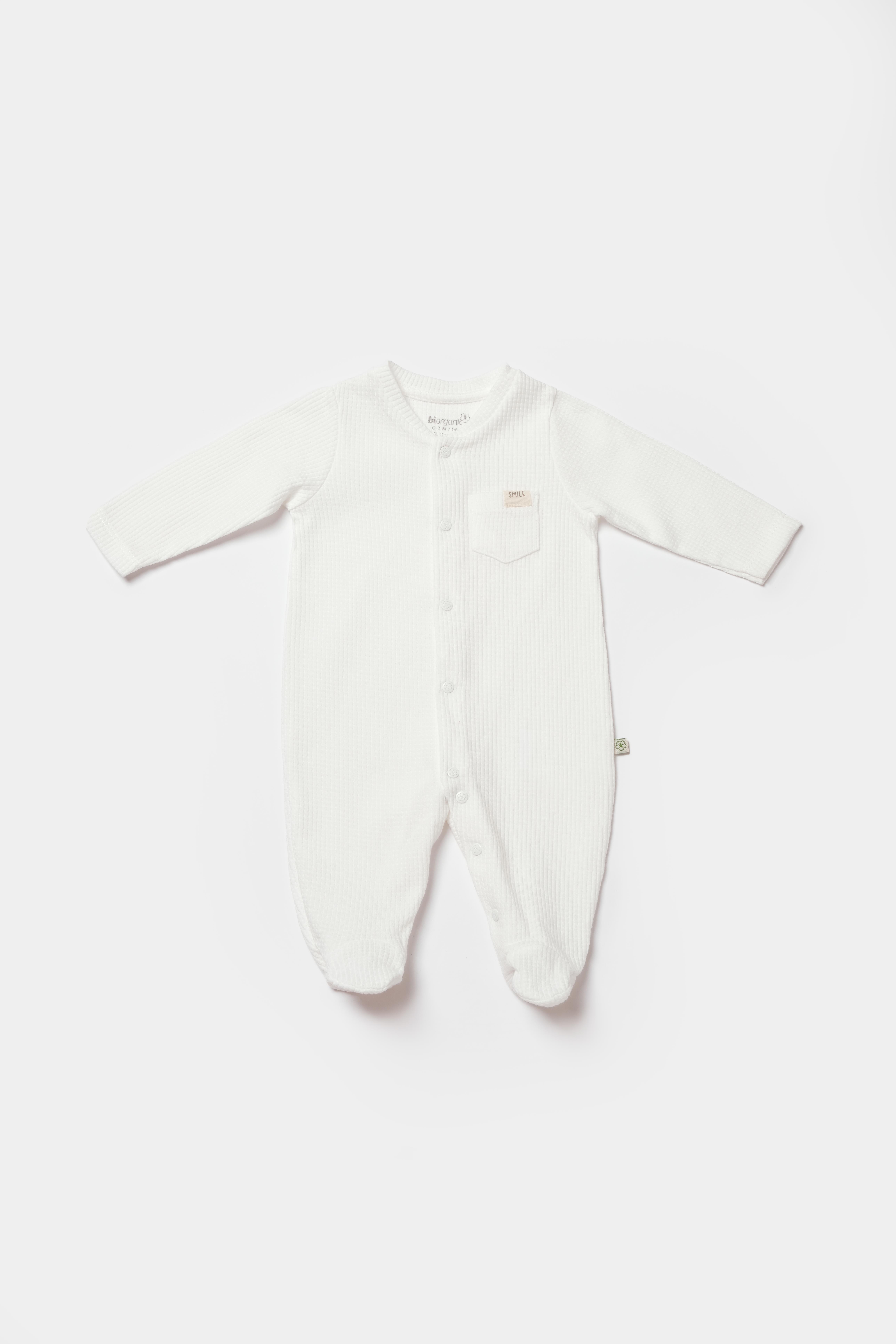 BİORGANİC WAFFLE SMILE OVERALLS ECRU SET