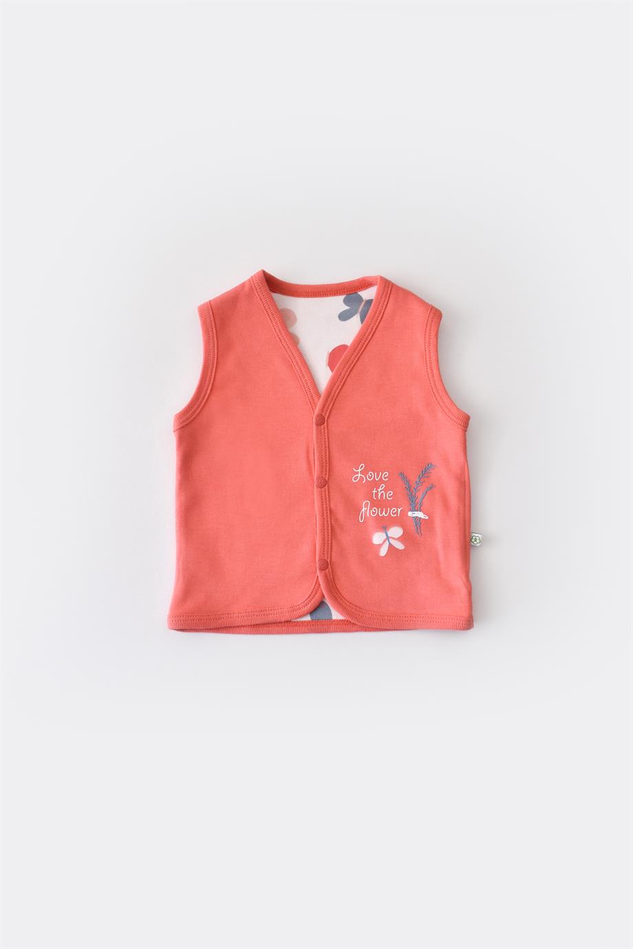 BİORGANİC WİLD FLOWERS PENYE YELEK CORAL SET