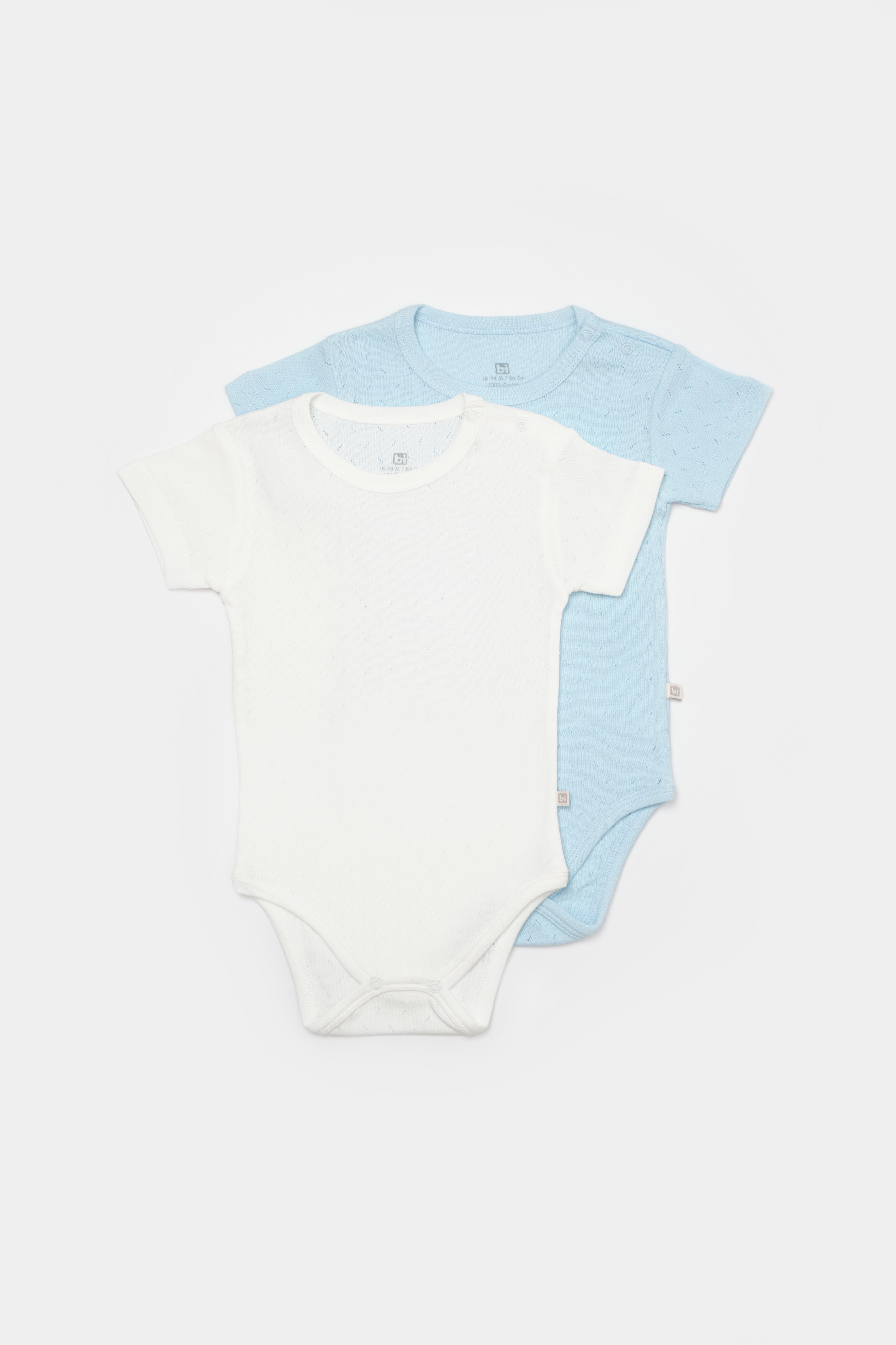 BİBABY JAKARLI 2Lİ YARIM KOL BODY MAVİ EKRU SET