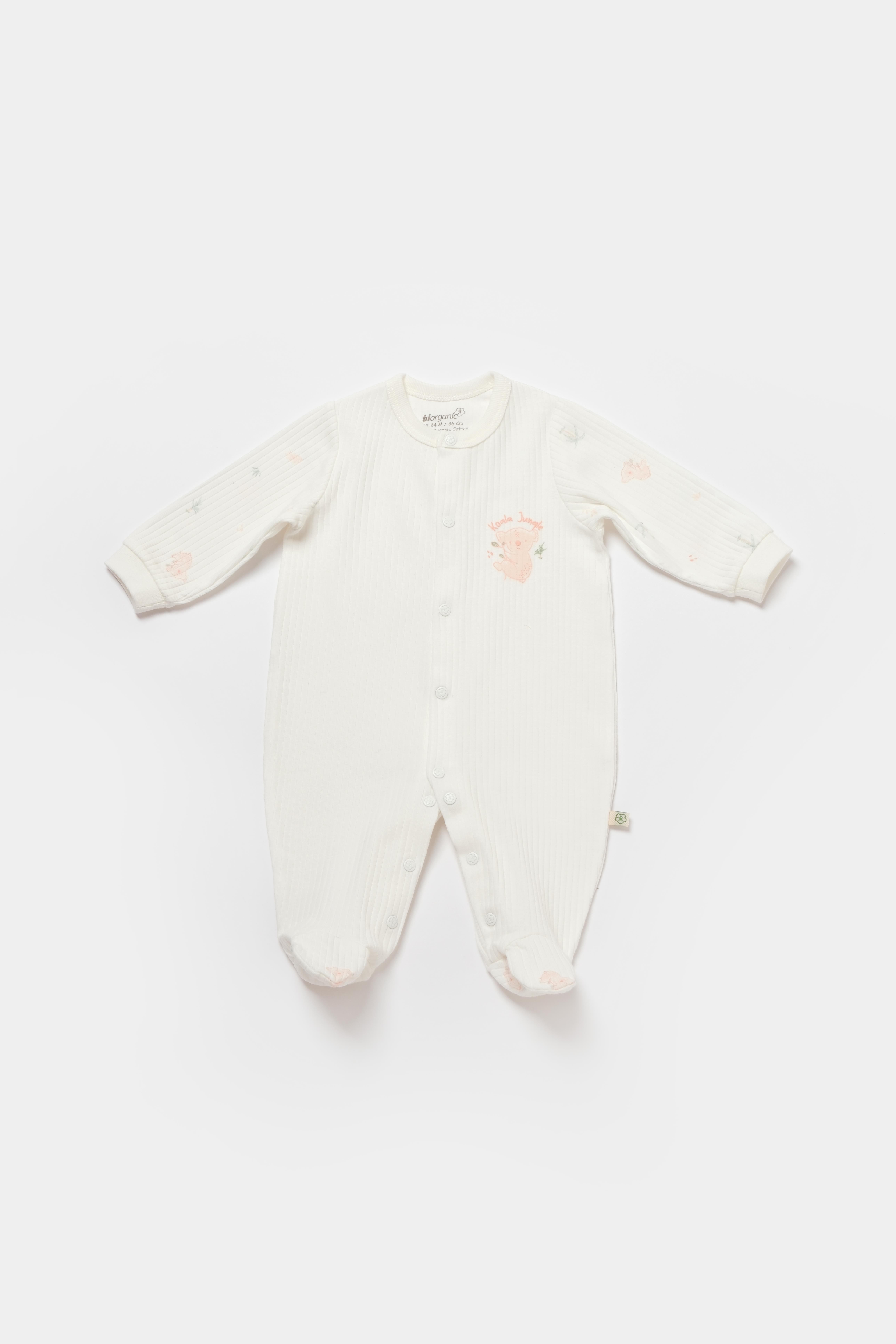BİORGANİC KOALA JUNGLE NEWBORN ROMPER PINK SET