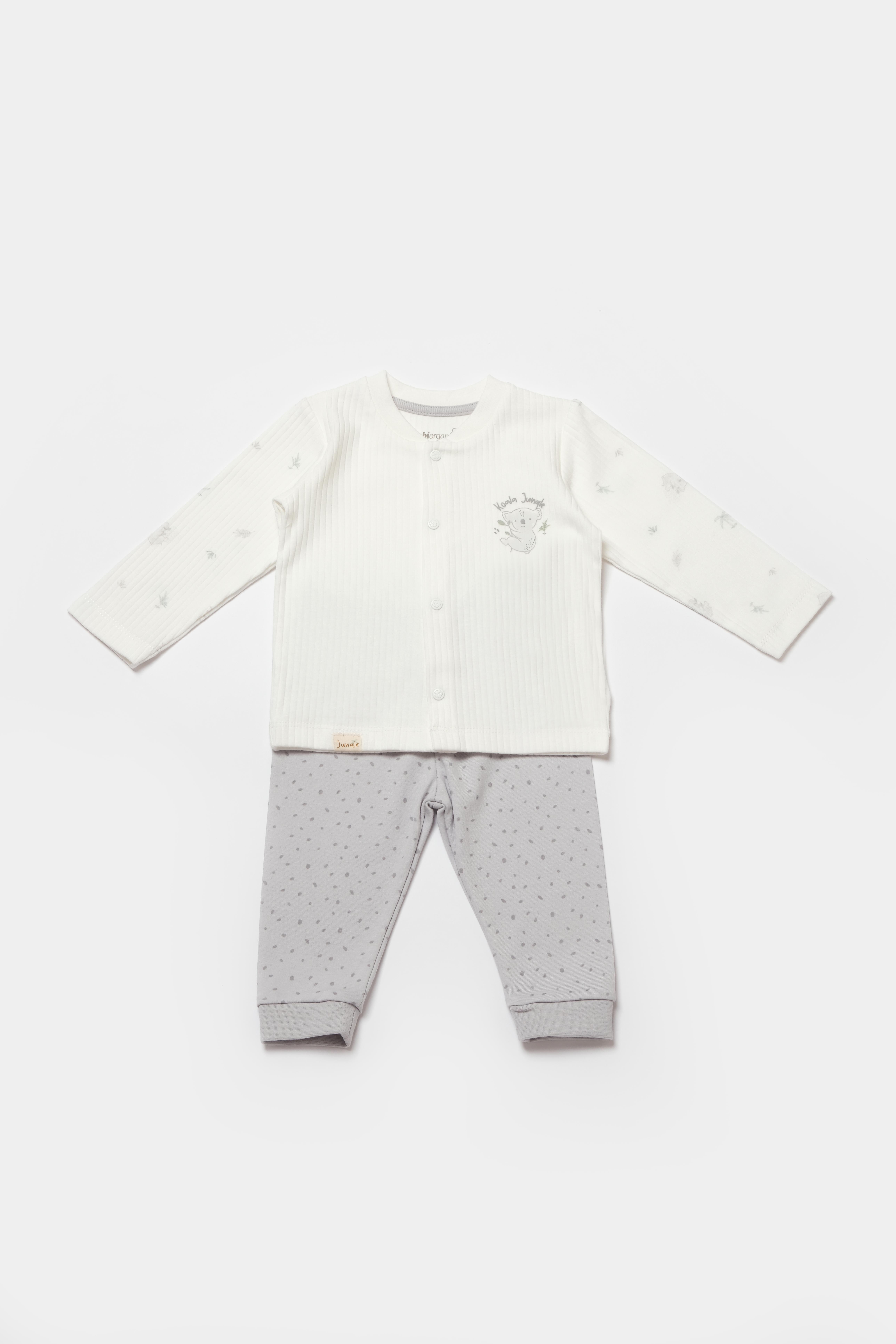 BİORGANİC KOALA JUNGLE PYJAMAS SET GRAY SET