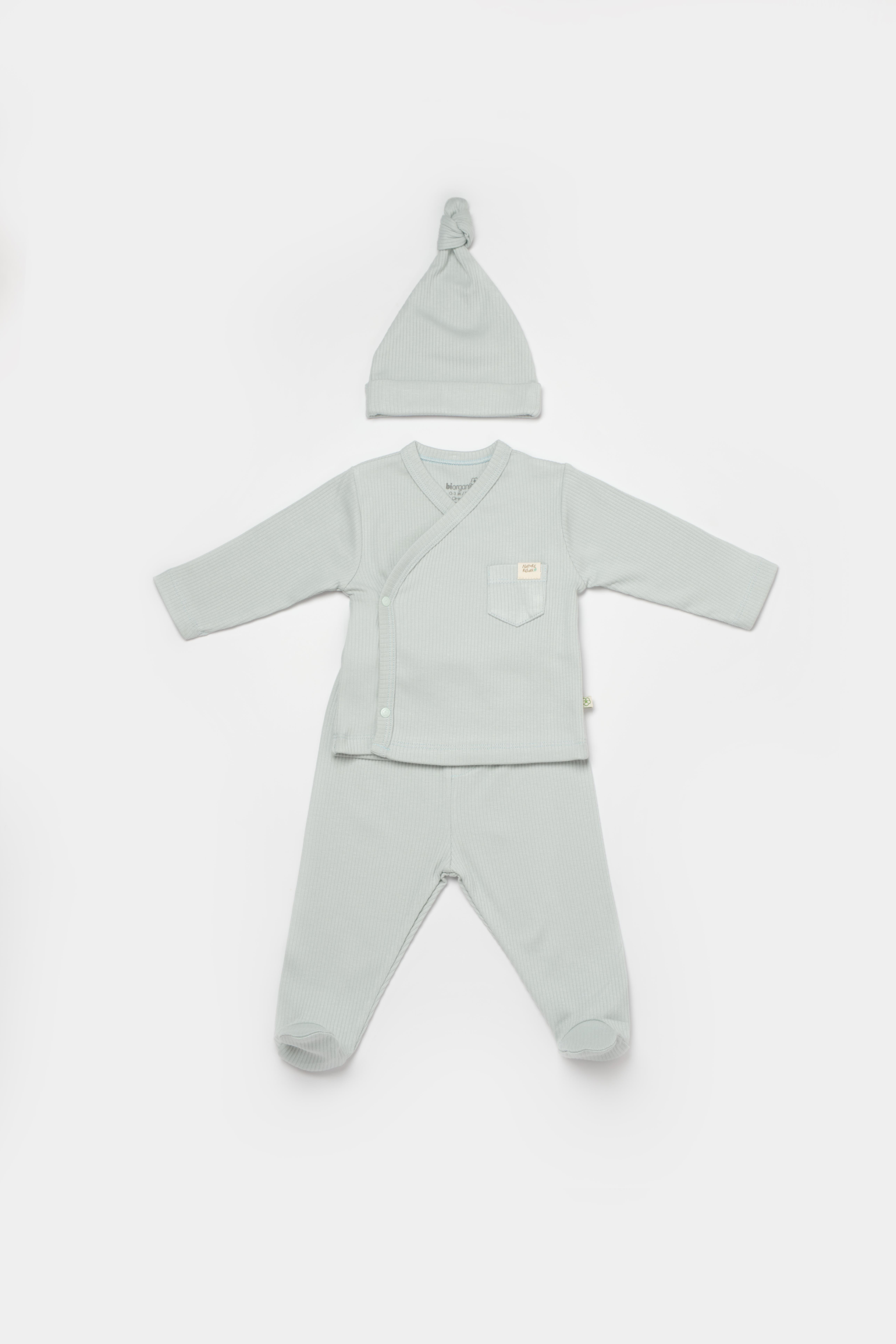 BİORGANİC MODAL NATURE RELAX BABY UNDERWEAR 3 PIECE MİNT SET