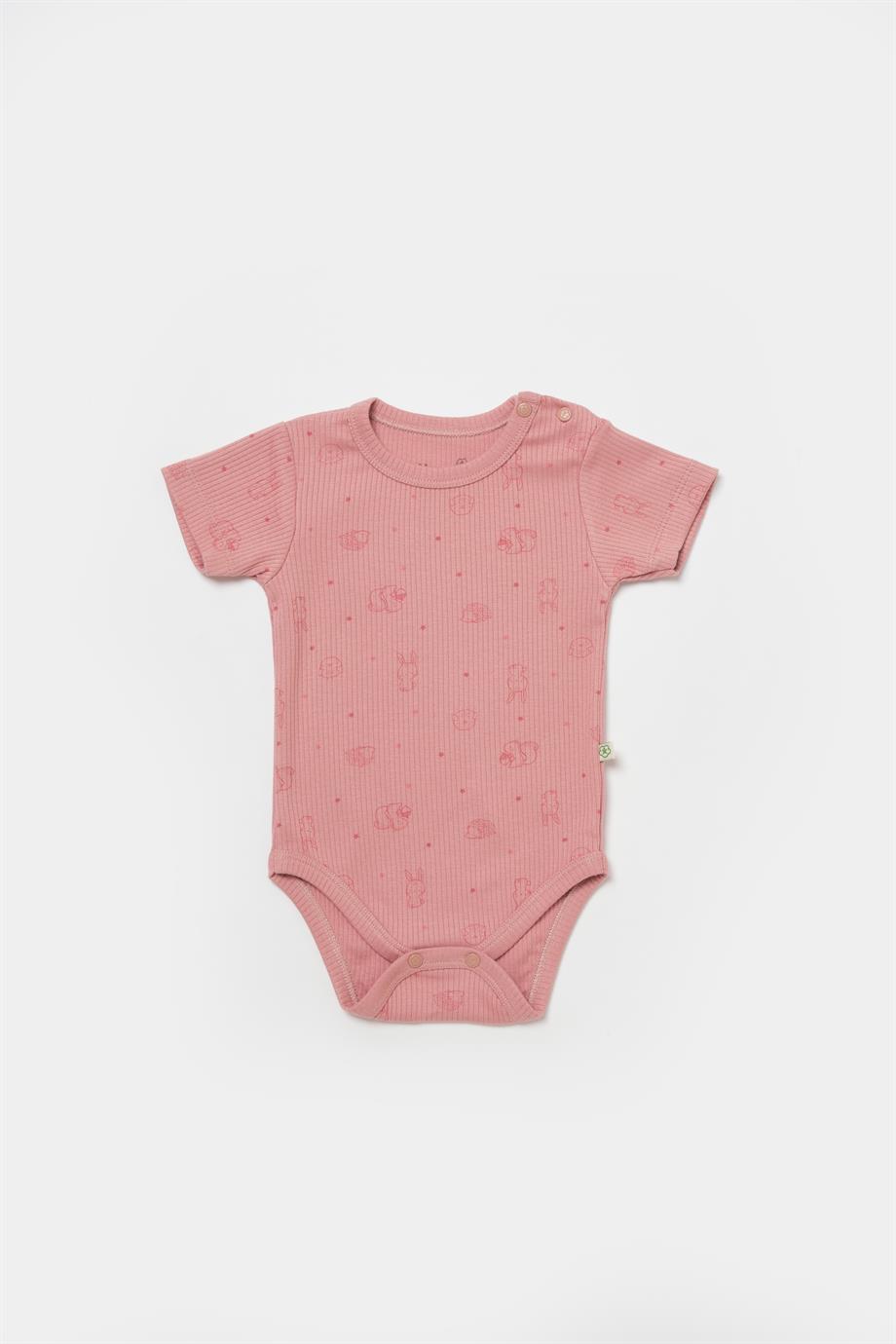 BİORGANİC MODAL PLAY WITH ME BODY SHORT SLEEVE MINT-ROSE SET