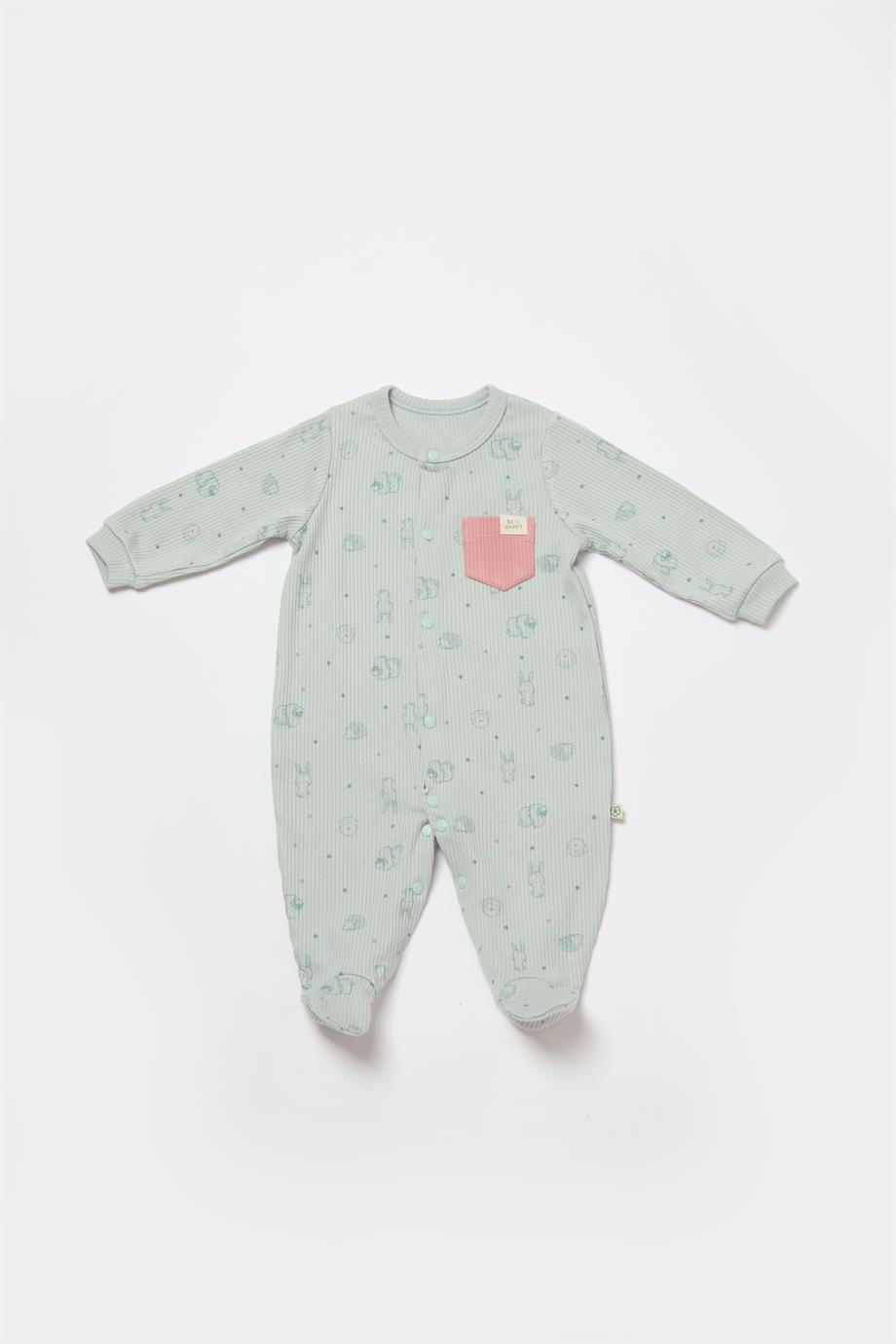 BİORGANİC MODAL PLAY WITH ME OVERALLS MINT-ROSE SET