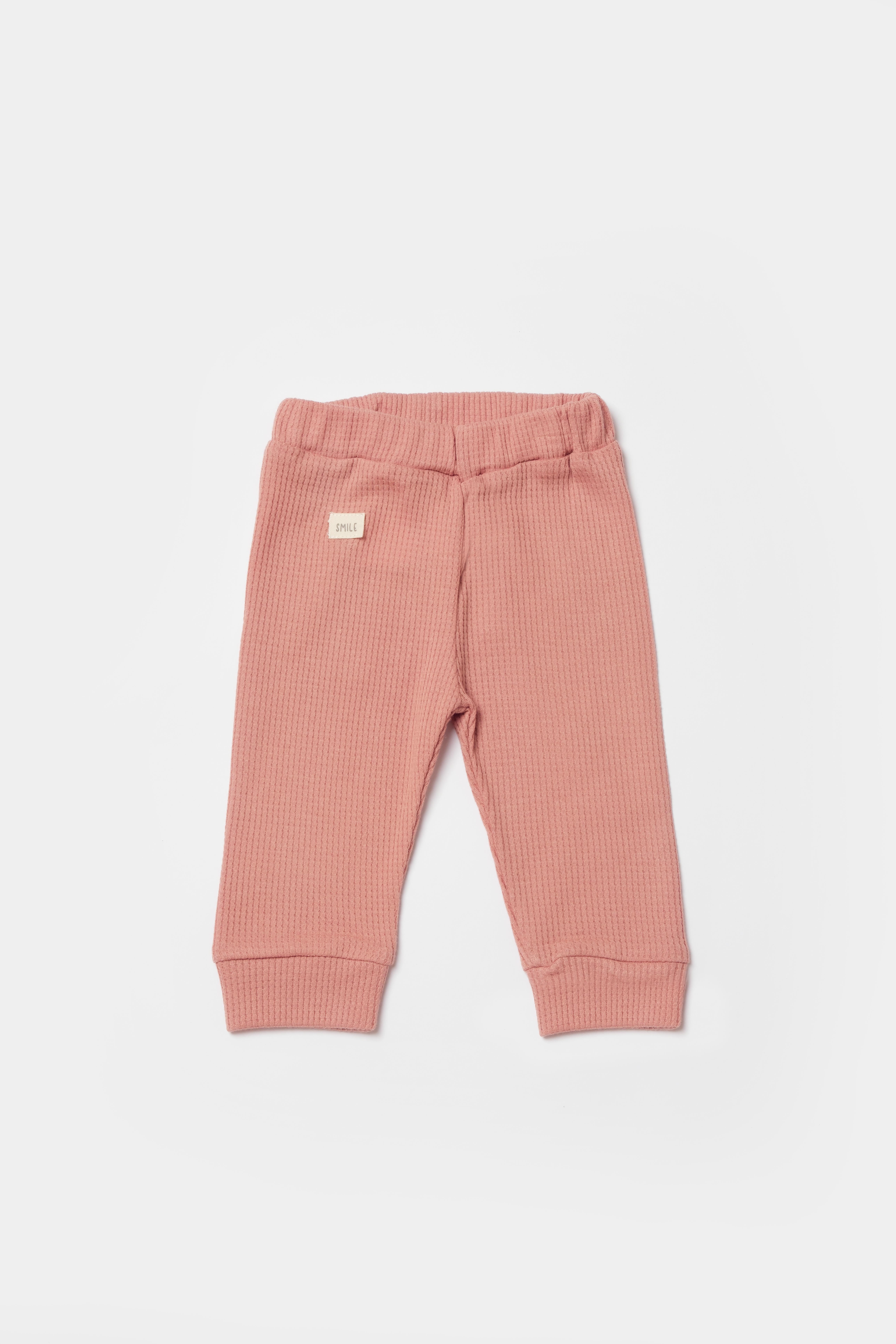 BİORGANİC WAFFLE SMILE TROUSERS RED BROWN SET