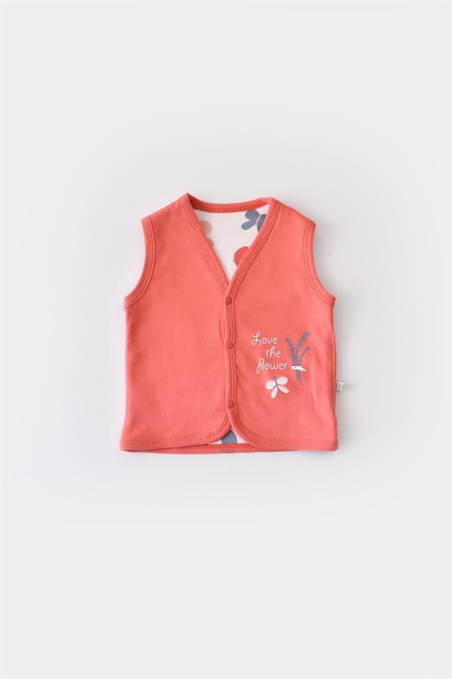 BİORGANİC WİLD FLOWERS PENYE YELEK CORAL SET