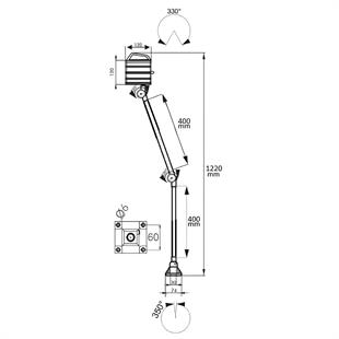 MTR-H-34-65 Halojen Makina Aydınlatma Lambası 24V