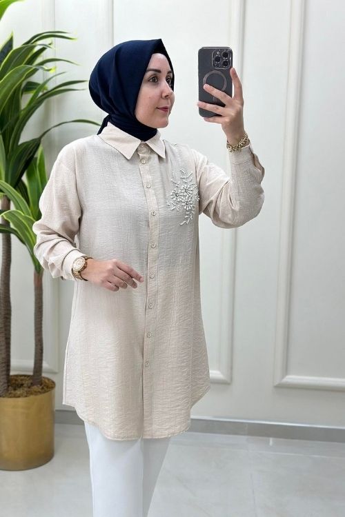 Taşlı tesettür gömlek