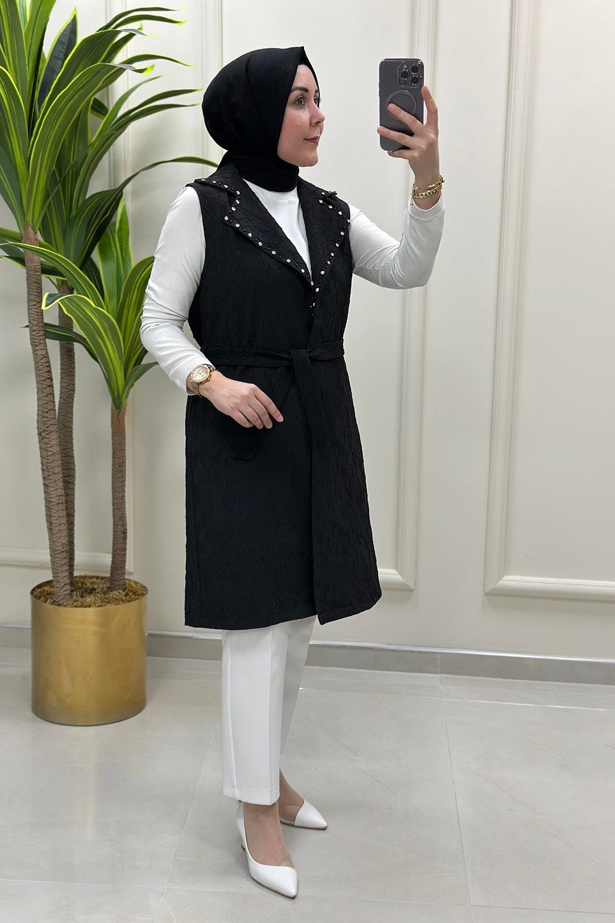 Tesettür siyah yelek