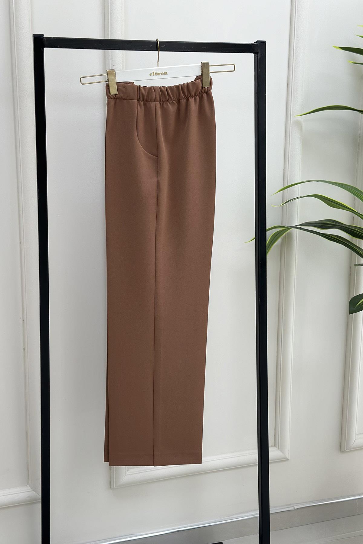 PantolonBol Paça Model Kadın Pantolon Koyu Vizon 1193