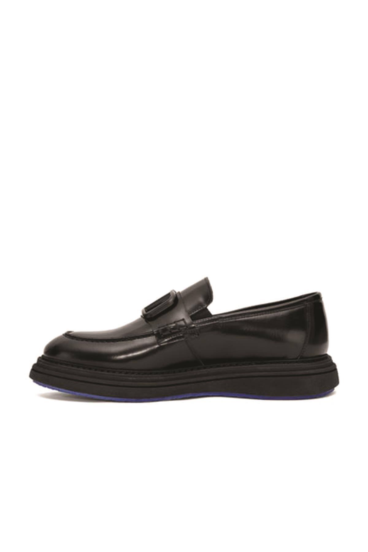 Luciano Bellini C22805 Erkek Loafer Ayakkabı - SİYAH RUGAN