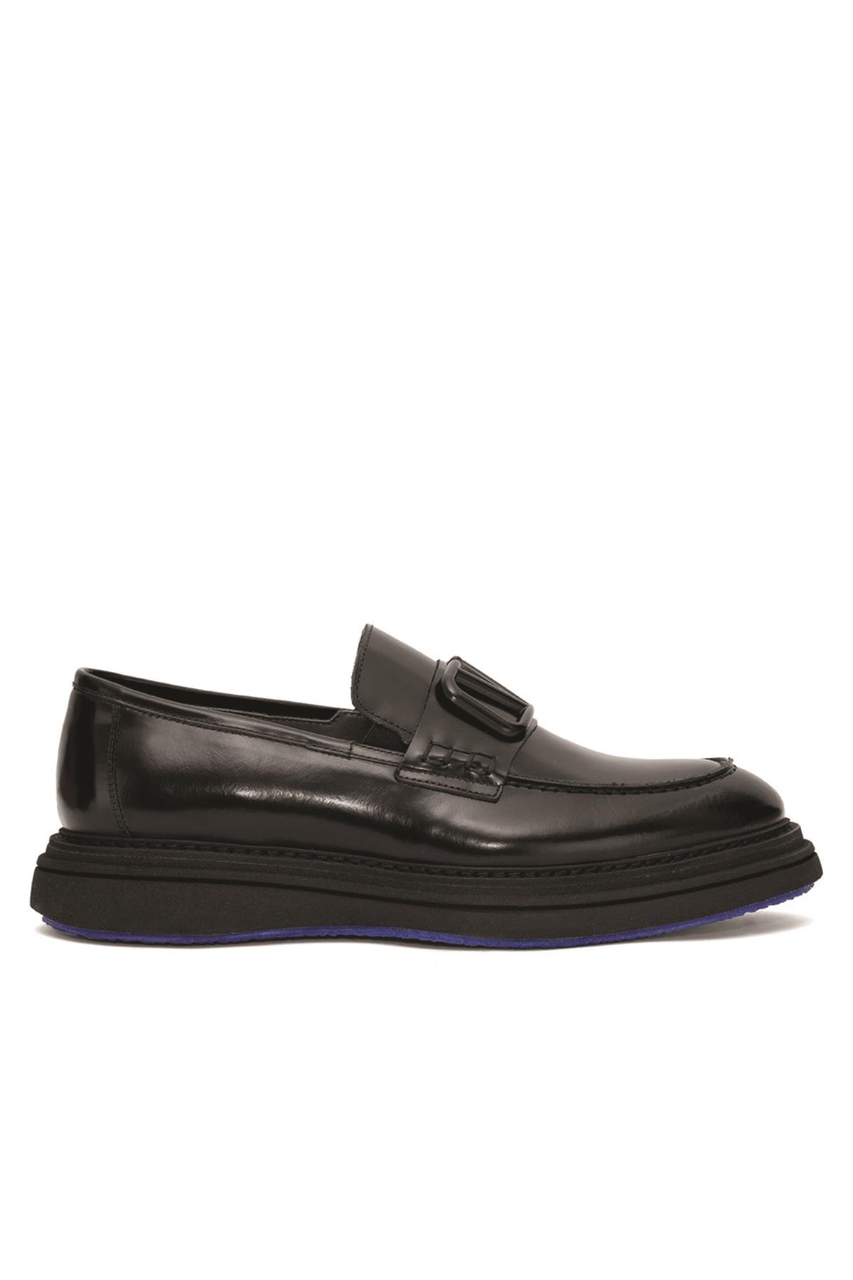 Luciano Bellini C22805 Erkek Loafer Ayakkabı - SİYAH RUGAN