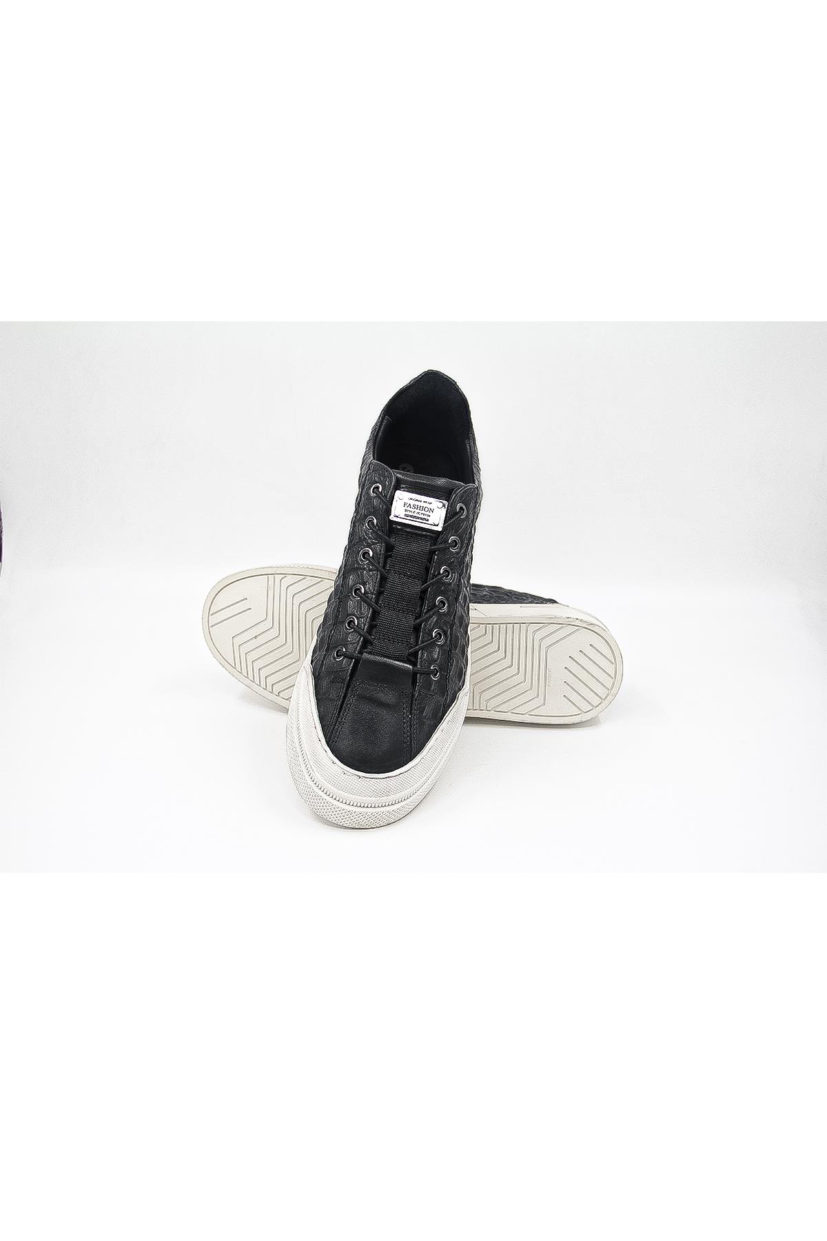 Luciano Bellini C28408 Erkek Casual Ayakkabı - SİYAH CROCO DERİ