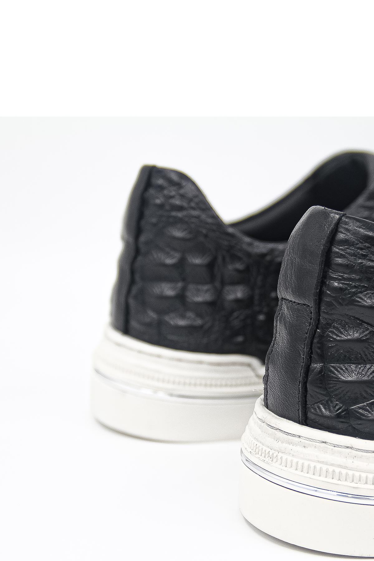 Luciano Bellini C28408 Erkek Casual Ayakkabı - SİYAH CROCO DERİ