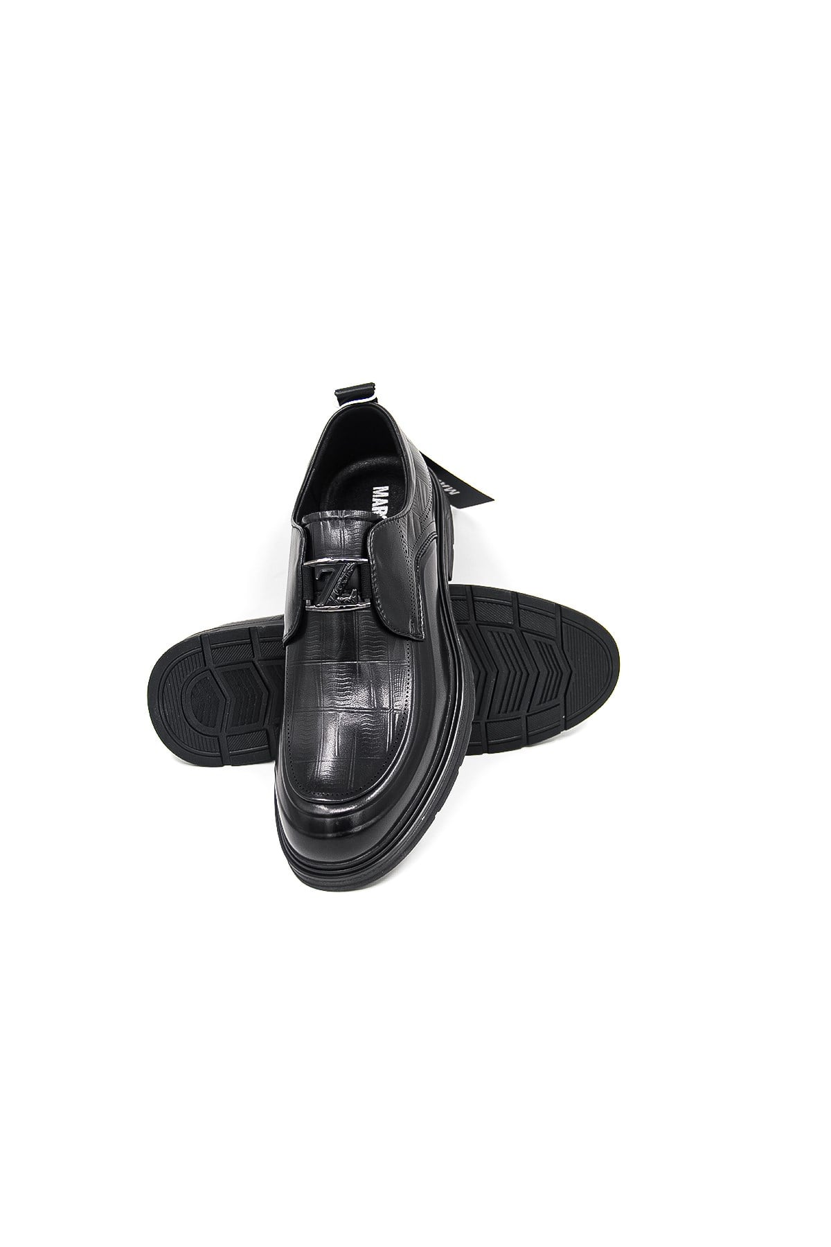 Marcomen 8006956 Croco Baskılı Erkek Casual Ayakkabı - SİYAH CROCO DERİ
