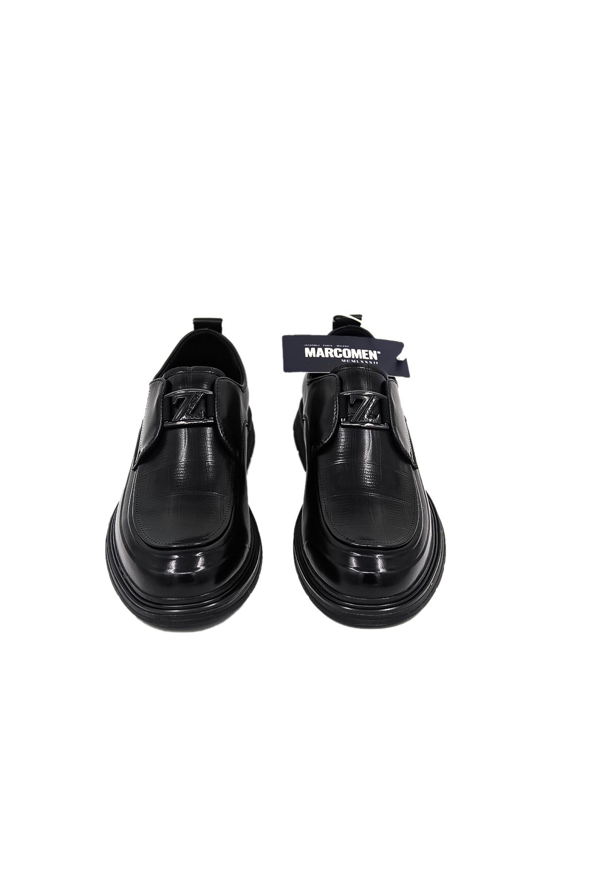 Marcomen 8006956 Croco Baskılı Erkek Casual Ayakkabı - SİYAH CROCO DERİ