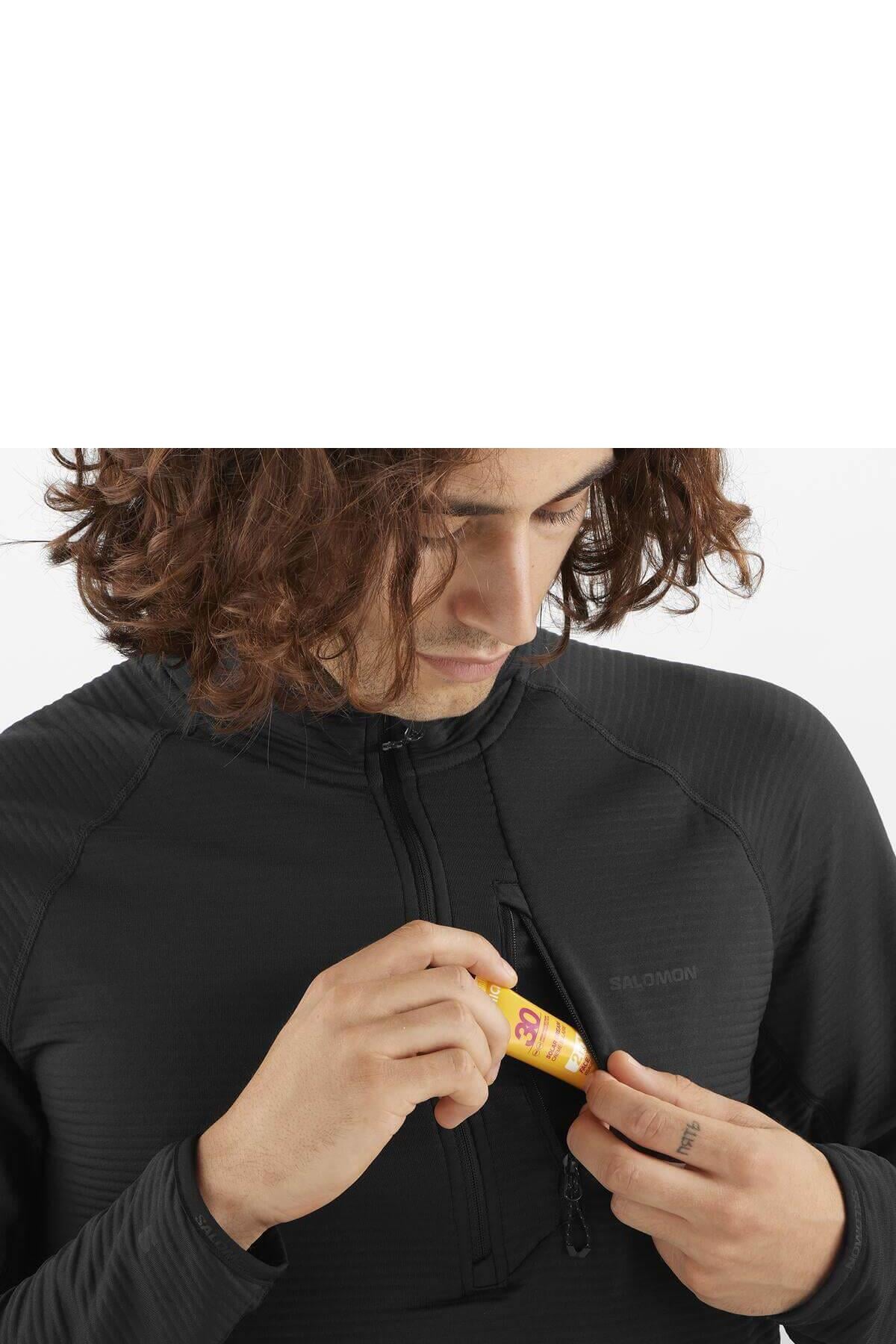 Salomon C24444 Sntial Lıghtwarm Hz Erkek Yarım Fermuar Polar - SİYAH