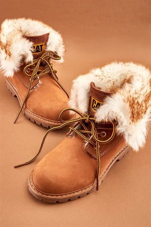 Cat Utah Fur 015Z101184 Kadın Bot - BAL RENGİ NUBUK