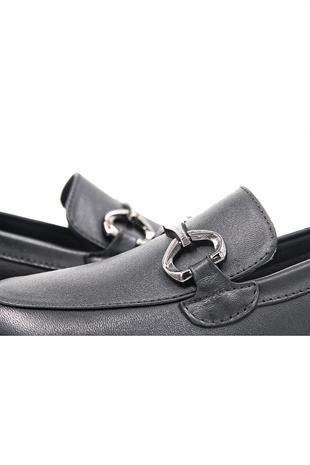 De Scario 449 Deri Toka Detaylı Kadın Loafer Ayakkabı - SİYAH