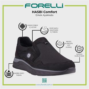 Forelli Hasbı 46005 Erkek Comfort Ayakkabı - SİYAH NUBUK