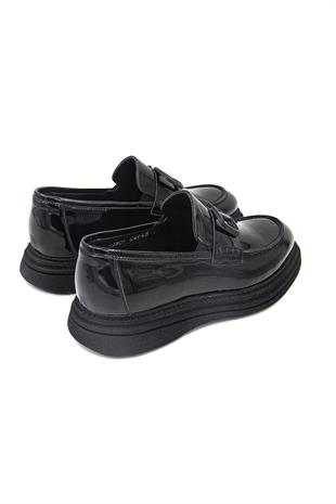 Luciano Bellini C22805-2 Erkek Loafer Ayakkabı - SİYAH RUGAN