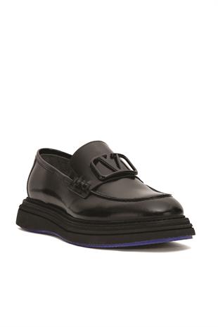 Luciano Bellini C22805 Erkek Loafer Ayakkabı - SİYAH RUGAN