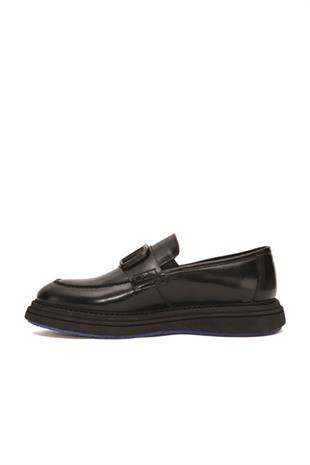 Luciano Bellini C22805 Erkek Loafer Ayakkabı - SİYAH RUGAN