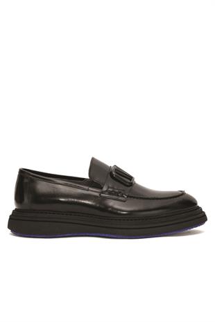Luciano Bellini C22805 Erkek Loafer Ayakkabı - SİYAH RUGAN