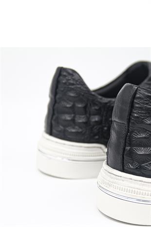 Luciano Bellini C28408 Erkek Casual Ayakkabı - SİYAH CROCO DERİ