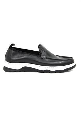 Luciano Bellini E15301 Mars Erkek Loafer Ayakkabı - SİYAH-BEYAZ