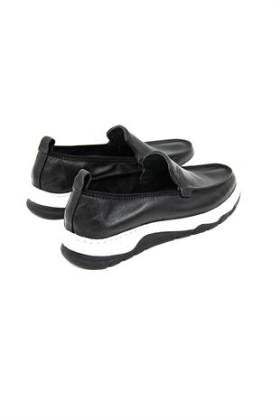 Luciano Bellini E15301 Mars Erkek Loafer Ayakkabı - SİYAH-BEYAZ
