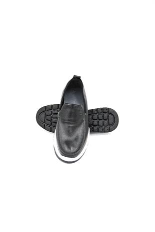 Luciano Bellini E15301 Mars Erkek Loafer Ayakkabı - SİYAH-BEYAZ
