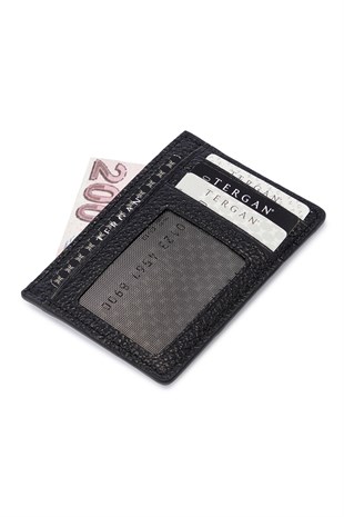 Tergan S1KK00001676-A41 Hakiki Deri Unisex Kredi Kartlık - SİYAH