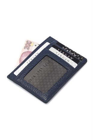 Tergan S1KK00001676-A41 Hakiki Deri Unisex Kredi Kartlık - LACİVERT