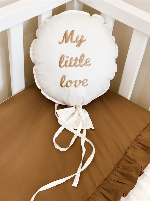 My little love Nakışlı Dekoratif Balon Yastık- Kırık Beyaz