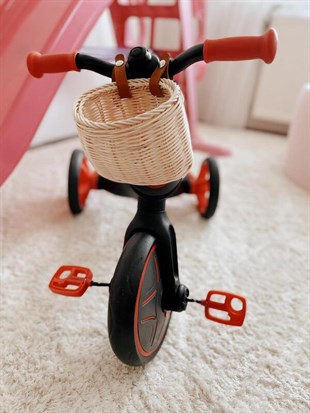 La Lumiere Hasır Bambu Rattan Scooter/ Bisiklet Sepeti - Kitaplık Sepeti Naturel