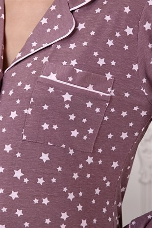 La Lumiere Yıldız Desen Uzun Kol Pijama Takımı