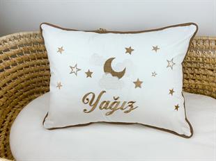 Moon and Stars Dekoratif Yastık- Kahve