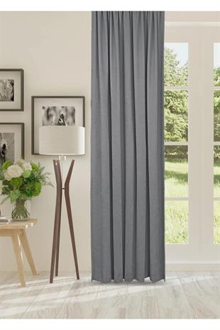 Açık Gri Kadife Düz Dikiş Ekstrafor Büzgülü Fon Perde