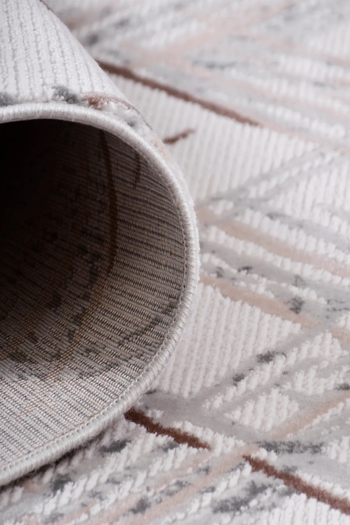 ARSİNA-Krem/Gri/Koyu kahve - Özel Ölçü-Salon , Oturma Odası ve Koridor Halısı-Robot Süpürgeye Uyumlu-Kolay Temizlenebilir-Uygun Fiyat