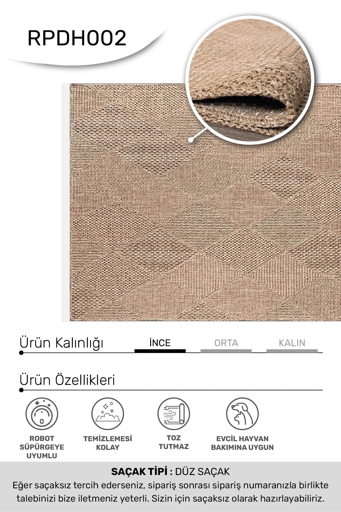 DAFNE-Kahve - Özel Ölçü-Mutfak, Koridor-Kaydırmaz Taban-Robot Süpürgeye Uyumlu-Kolay Temizlenebilir-Uygun Fiyat