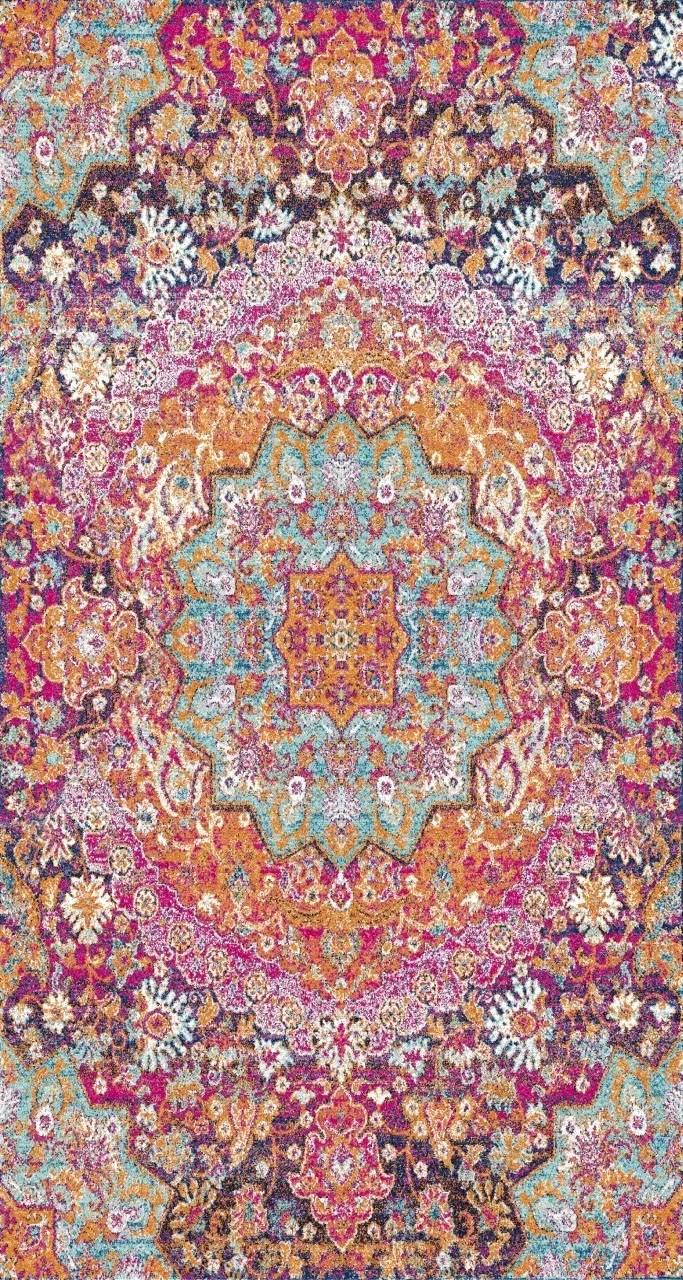 ELVAN-Renkli/Pembe/Turkuaz/Sarı  - Mutfak,Oturma Odası,Salon,Koridor - Robot Süpürgeye Uyumlu-Kolay Temizlenebilir