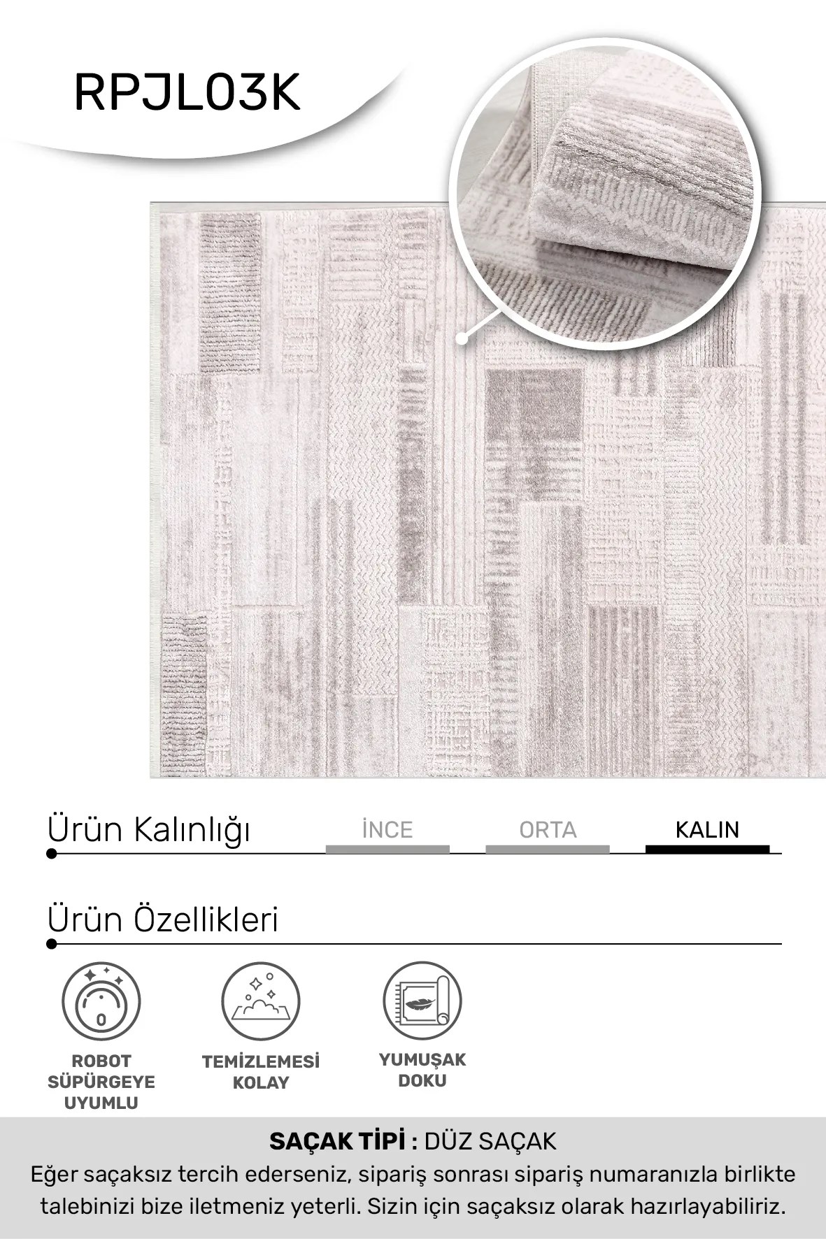 JALURA-Vizon/Bej- Özel Ölçü-Salon,Oturma Odası, Koridor Halısı-Robot Süpürgeye Uyumlu-Kolay Temizlenebilir-Uygun Fiyat