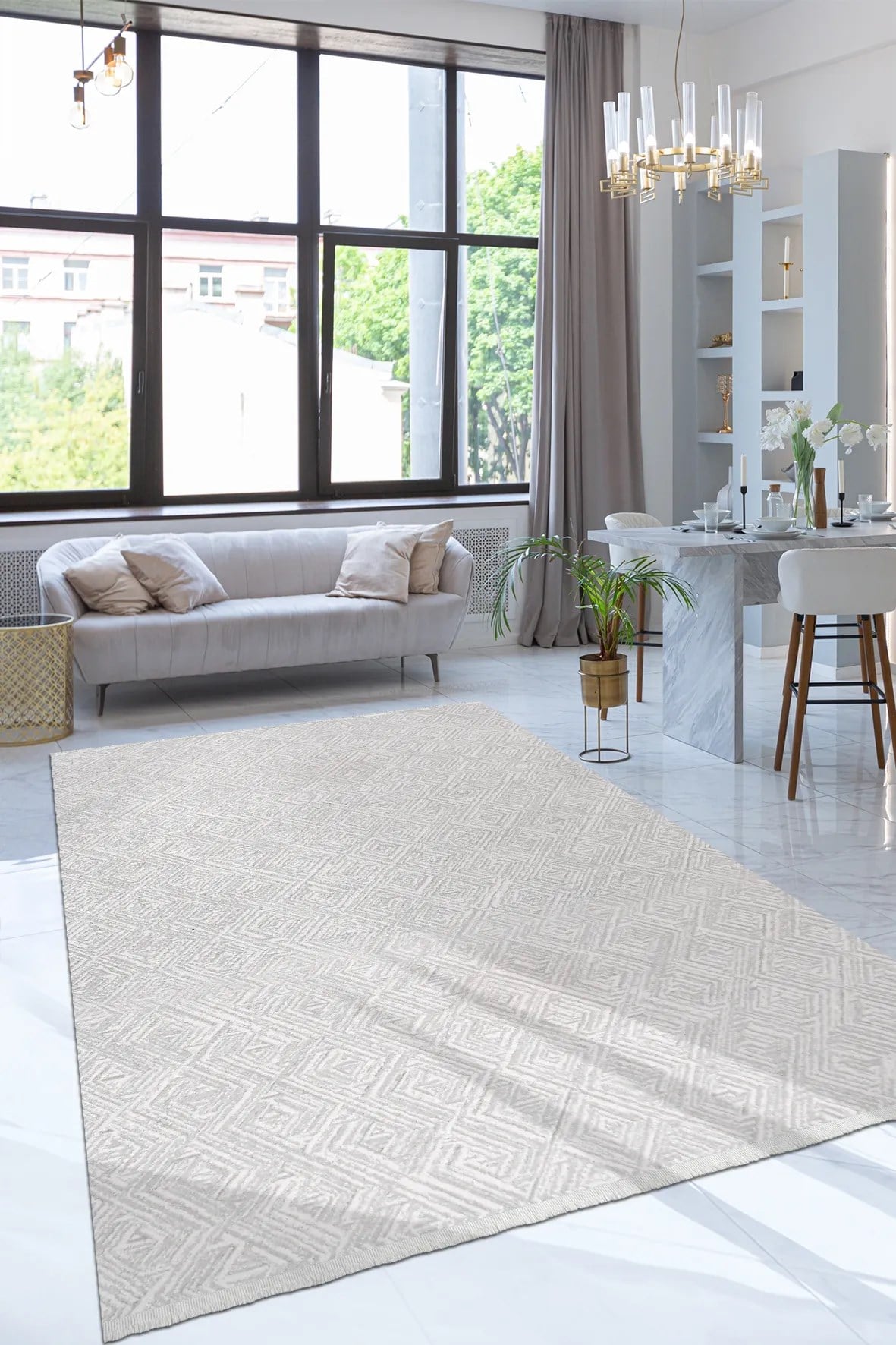 MERSO-Krem/Vizon- Özel Ölçü-Salon , Oturma Odası ve Koridor Halısı-Robot Süpürgeye Uyumlu-Kolay Temizlenebilir-Uygun Fiyat