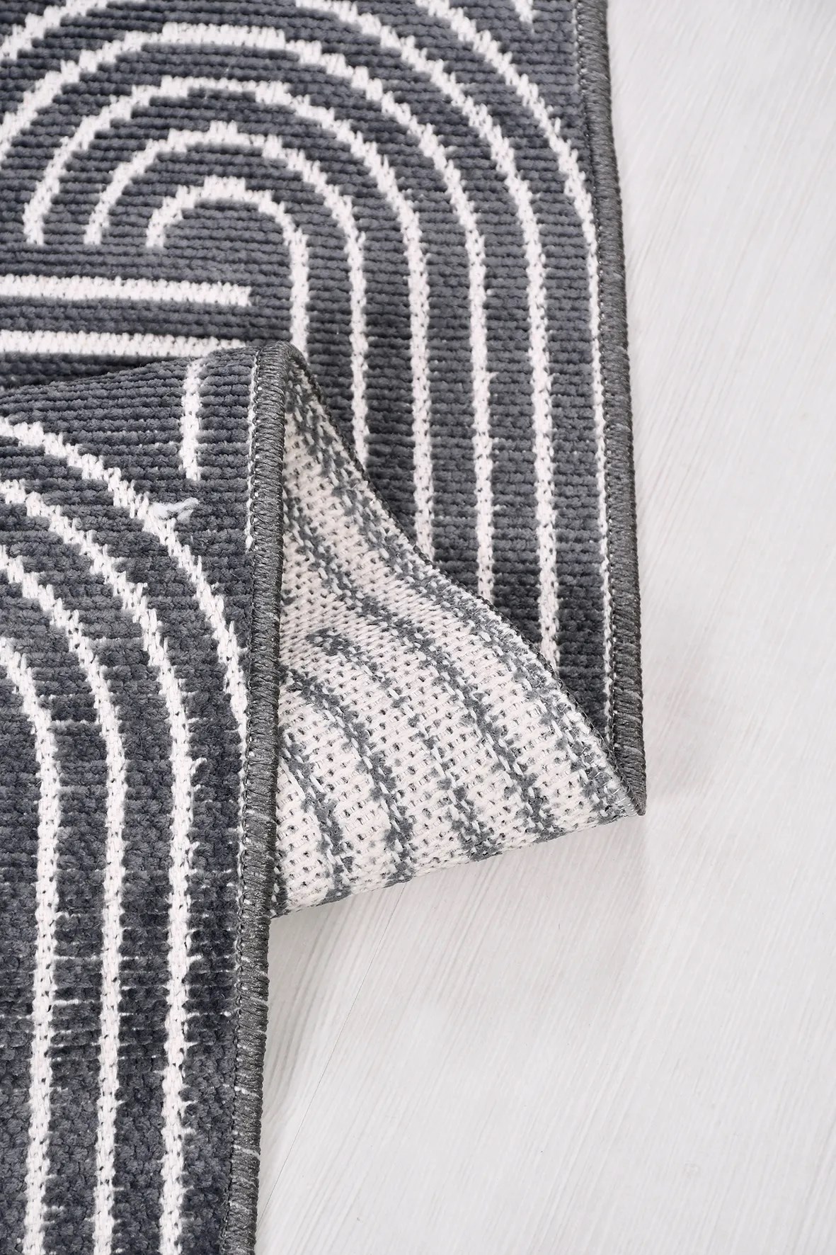 RİNA-Antrasit/Beyaz - Özel Ölçü-Oturma Odası, Koridor Halısı-Kaymaz Taban-Robot Süpürgeye Uyumlu-Kolay Temizlenebilir-Uygun Fiyat